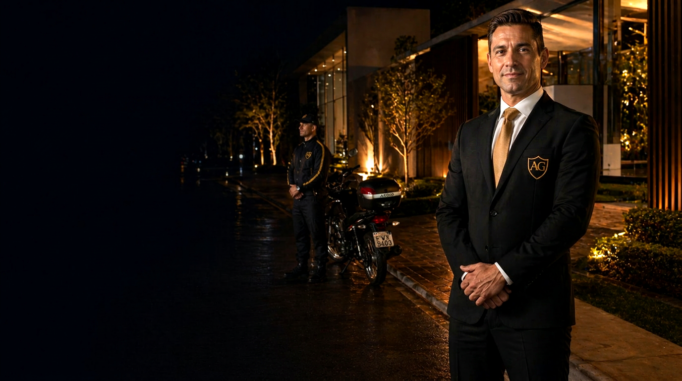 Profissional Ágil Segurança Privada em portaria de condomínio premium